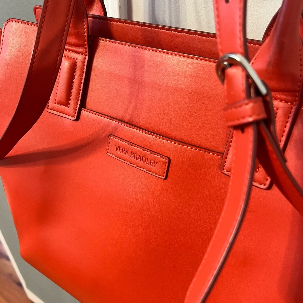 Vera Bradley Northbrook Vegan Leather Tote Satchel in Burnt Orange